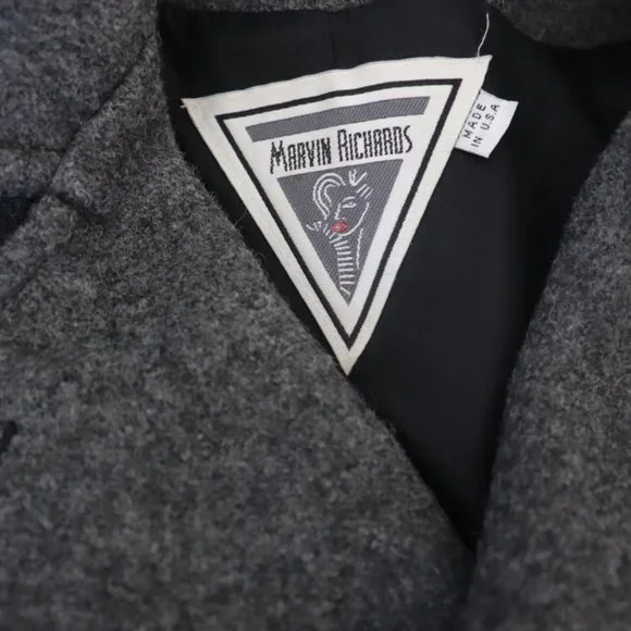 Vintage J. Percy for Marvin Richards Wool Pea Coat Jacket Gray Size 14 - Picture 2 of 9